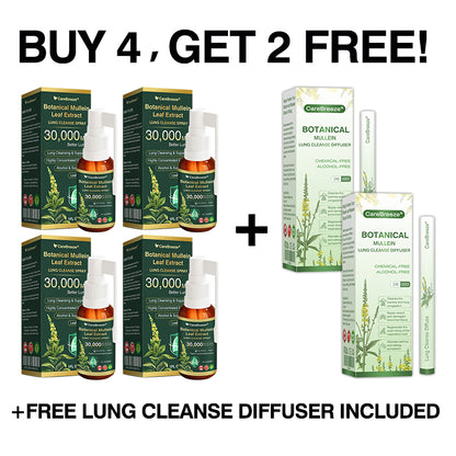 🫁✅CA Official Store:CareBreeze® Botanical Mullein Leaf Extract Lung Cleanse Spray（👨‍⚕️Directly acts on COPD, asthma, chronic bronchitis (CB), respiratory infections, lung cancer, sinusitis, and other conditions）