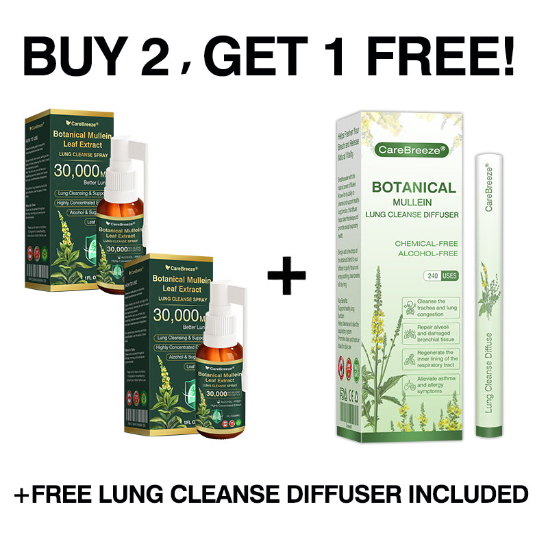 🫁✅CA Official Store:CareBreeze® Botanical Mullein Leaf Extract Lung Cleanse Spray（👨‍⚕️Directly acts on COPD, asthma, chronic bronchitis (CB), respiratory infections, lung cancer, sinusitis, and other conditions）