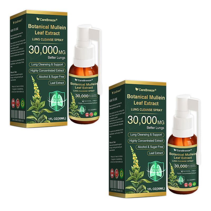 🌻✅CA Official Store:CareBreeze® Botanical Mullein Leaf Extract Lung Cleanse Spray（👨‍⚕️Directly acts on COPD, asthma, chronic bronchitis (CB), respiratory infections, lung cancer, sinusitis, and other conditions）