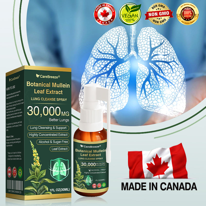 🌻✅CA Official Store:CareBreeze® Botanical Mullein Leaf Extract Lung Cleanse Spray（👨‍⚕️Directly acts on COPD, asthma, chronic bronchitis (CB), respiratory infections, lung cancer, sinusitis, and other conditions）