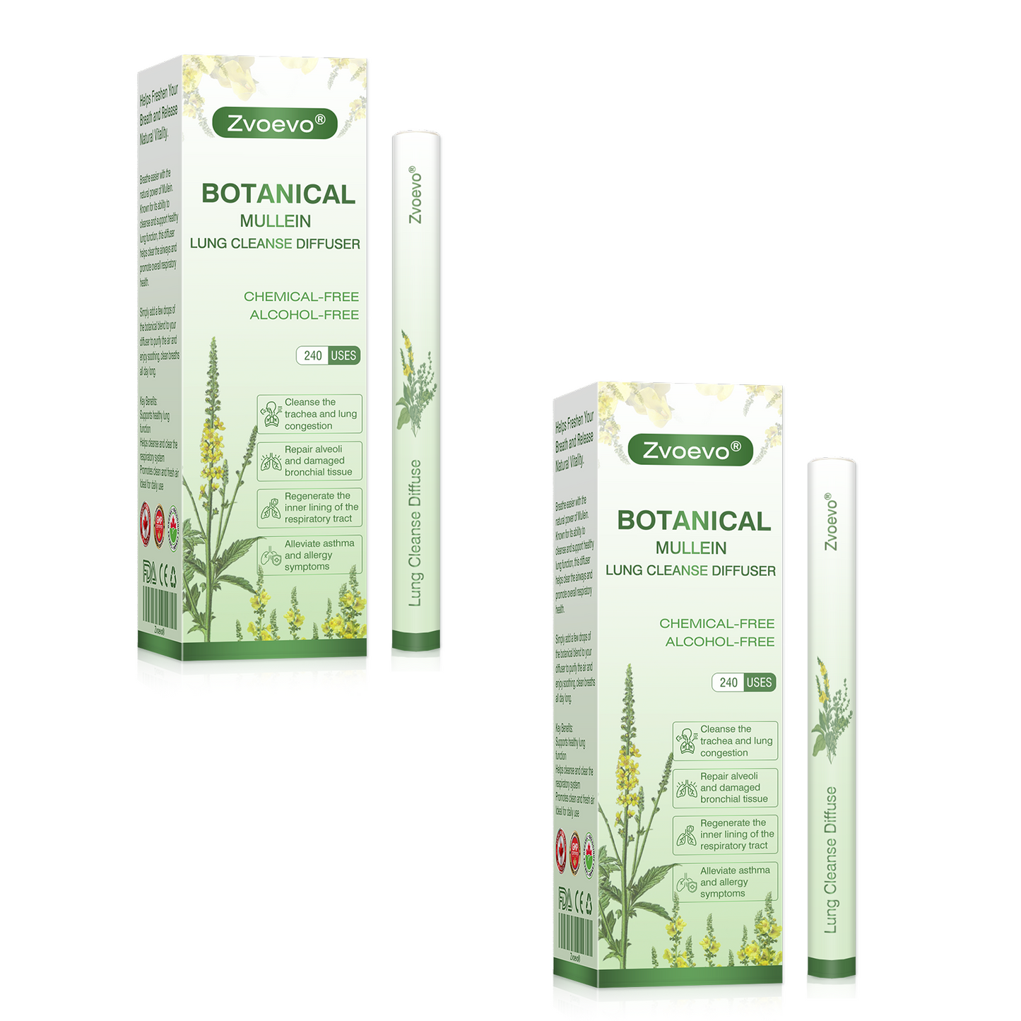 🍁CA Owned and Operated：Zvoevo® Botanical Mullein Lung Cleanse Diffuser (💝 Cough, wheezing, shortness of breath, sputum, stuffy nose, bronchitis, bronchitis, allergy symptoms, lung discomfort💝)