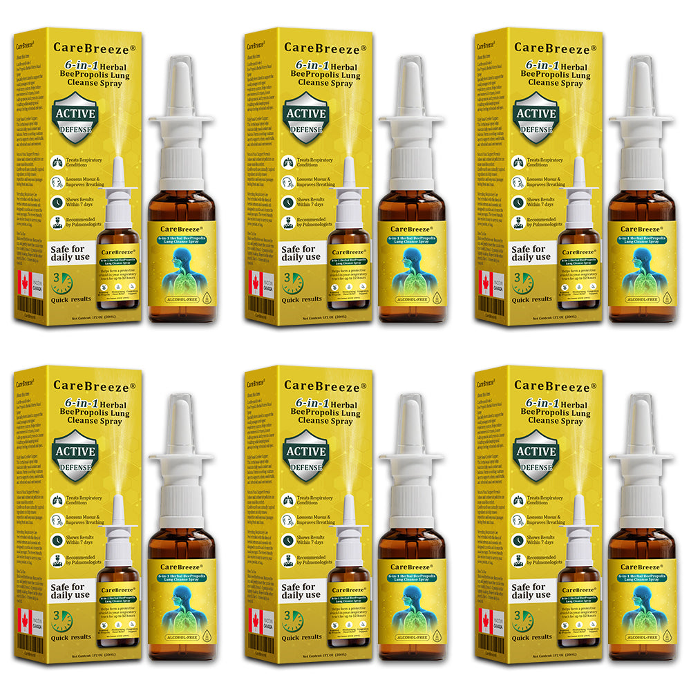 🐝✅CA Official Store:CareBreeze® 6-in-1 Herbal BeePropolis Lung Cleanse Spray（👨‍⚕️Directly acts on COPD, asthma, chronic bronchitis (CB), respiratory infections, lung cancer, sinusitis, and other conditions）