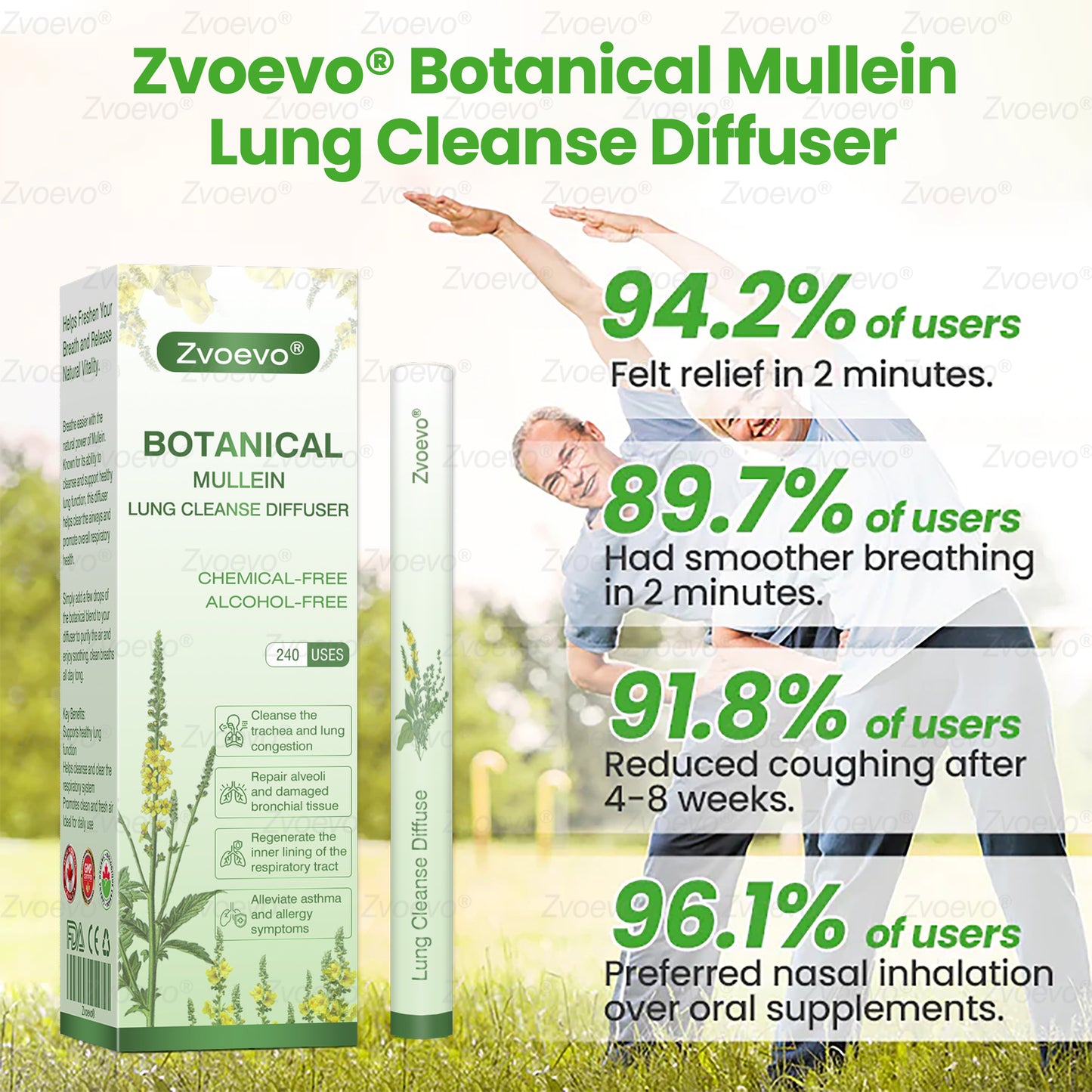 🍁CA Owned and Operated：Zvoevo® Botanical Mullein Lung Cleanse Diffuser (💝 Cough, wheezing, shortness of breath, sputum, stuffy nose, bronchitis, bronchitis, allergy symptoms, lung discomfort💝)