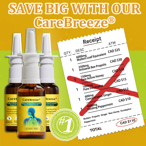 💛✅CA Official Store:CareBreeze® 6-in-1 Herbal BeePropolis Lung Cleanse Spray（👨‍⚕️Directly acts on COPD, asthma, chronic bronchitis (CB), respiratory infections, lung cancer, sinusitis, and other conditions）