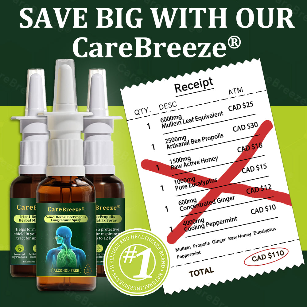 👨‍⚕️🇨🇦 Official Store:CareBreeze® 6-in-1 Herbal BeePropolis Lung Cleanse Spray🐝（👨‍⚕️Directly acts on COPD, asthma, chronic bronchitis (CB), respiratory infections, lung cancer, sinusitis, and other conditions）