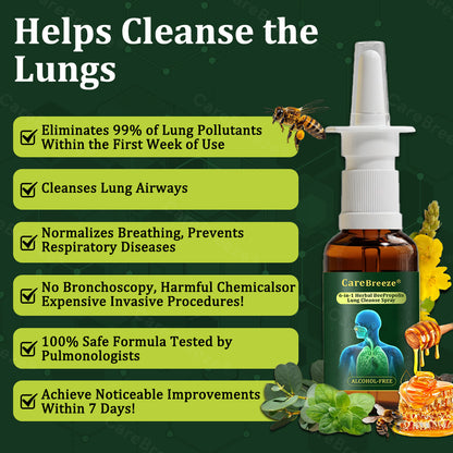 👨‍⚕️🇨🇦 Official Store:CareBreeze® 6-in-1 Herbal BeePropolis Lung Cleanse Spray🐝（👨‍⚕️Directly acts on COPD, asthma, chronic bronchitis (CB), respiratory infections, lung cancer, sinusitis, and other conditions）
