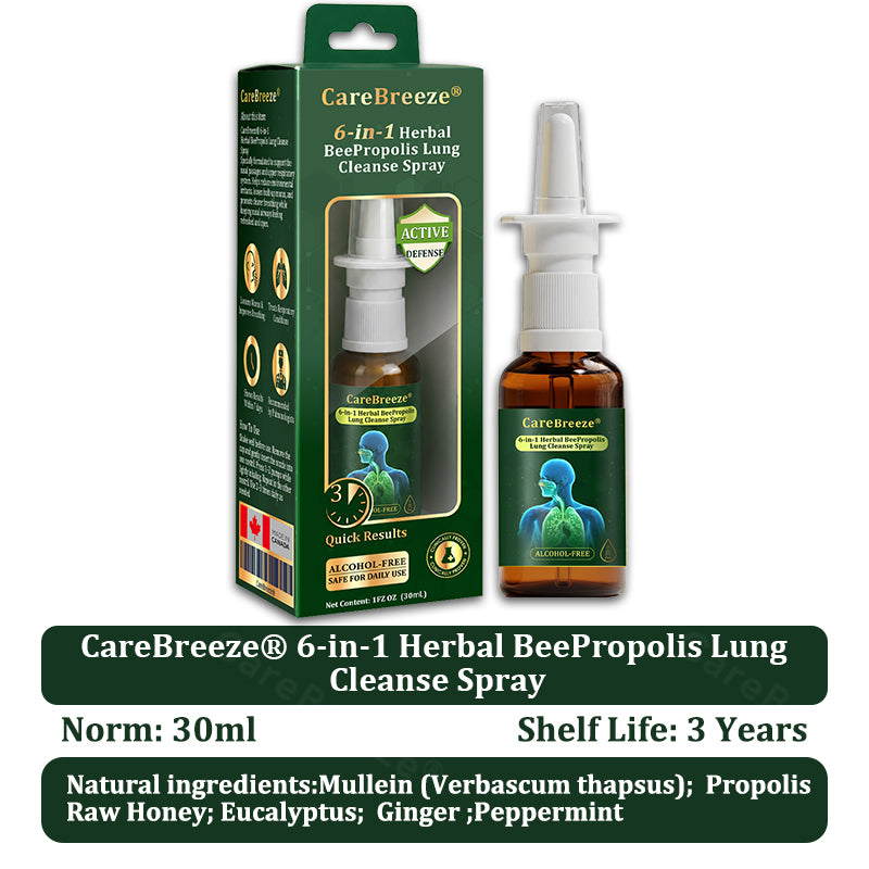 👨‍⚕️🇨🇦 Official Store:CareBreeze® 6-in-1 Herbal BeePropolis Lung Cleanse Spray🐝（👨‍⚕️Directly acts on COPD, asthma, chronic bronchitis (CB), respiratory infections, lung cancer, sinusitis, and other conditions）